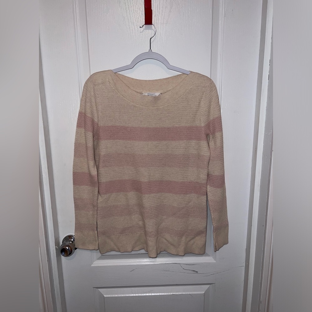 Market & Spruce • Beige Knit Striped Sweater